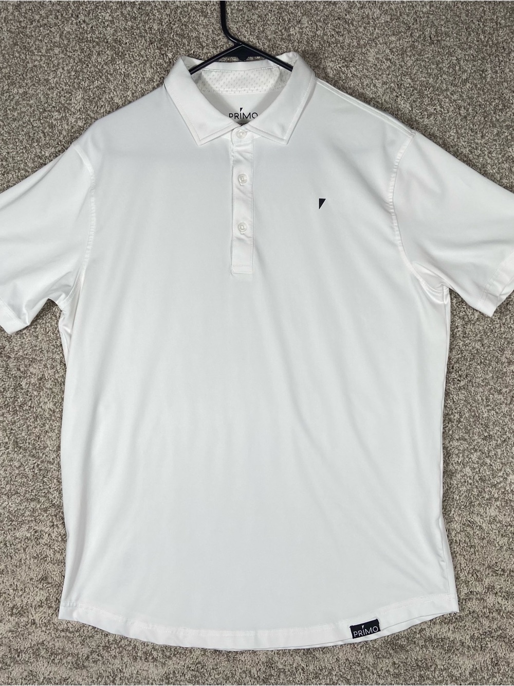 Primo Polo Shirt Mens Large White Performance Golf Outdoor Short Sleeve Button
